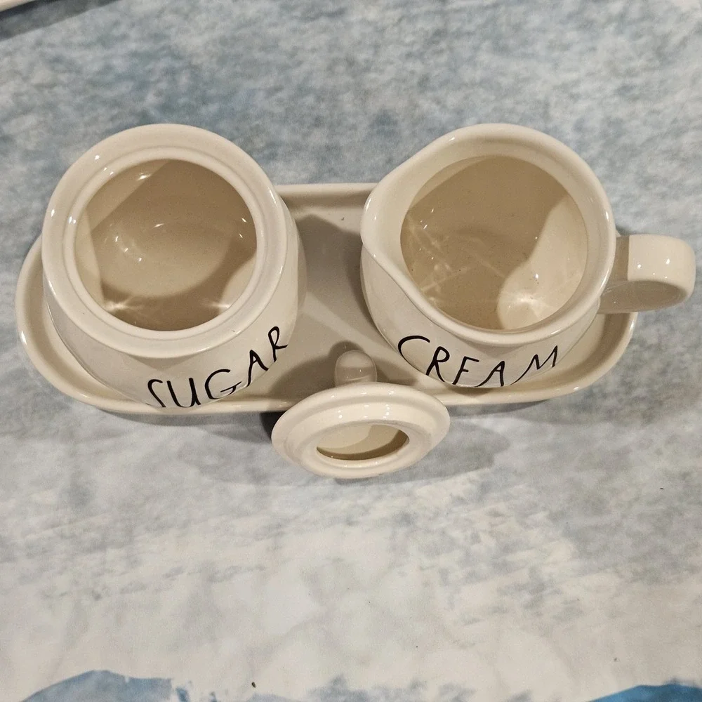 Rae Dunn Kitchen Set TEA Teapot Cream‎ Sugar Butter Dish SOFTEN UP 5pc Artisan